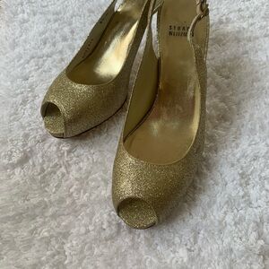 Stuart Weitzman Glittering Gold Slingback Heels